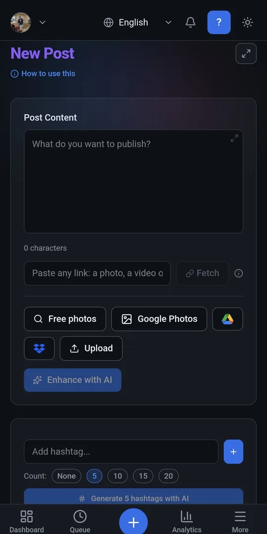 Scrittura di un post di uscita nell’app