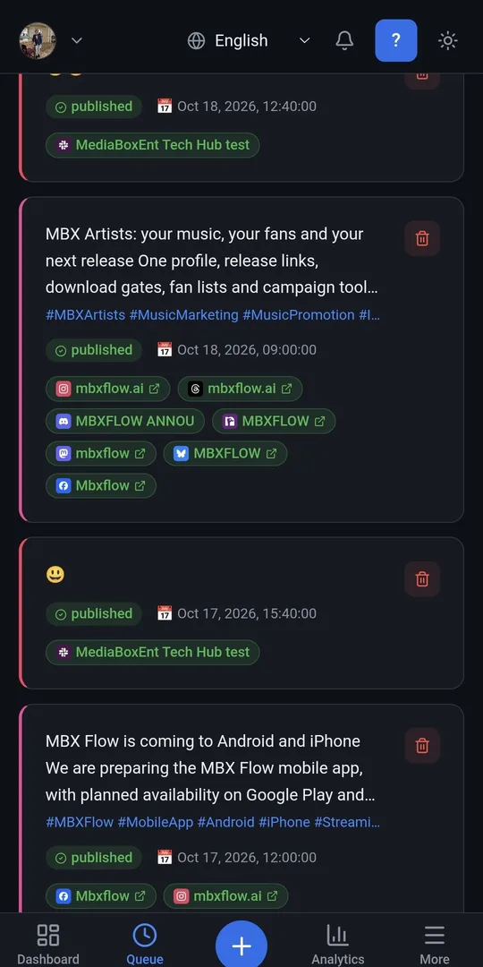 Post di uscita programmati in coda